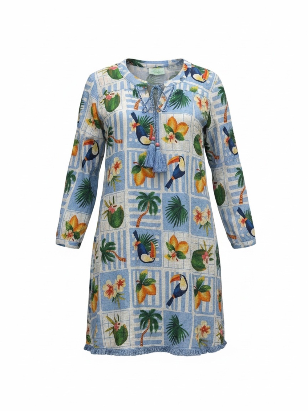 Beach Cover-up True Destinations Resort Wear Tropical Print 100% Cotton Size: M - Picture 3 of 16